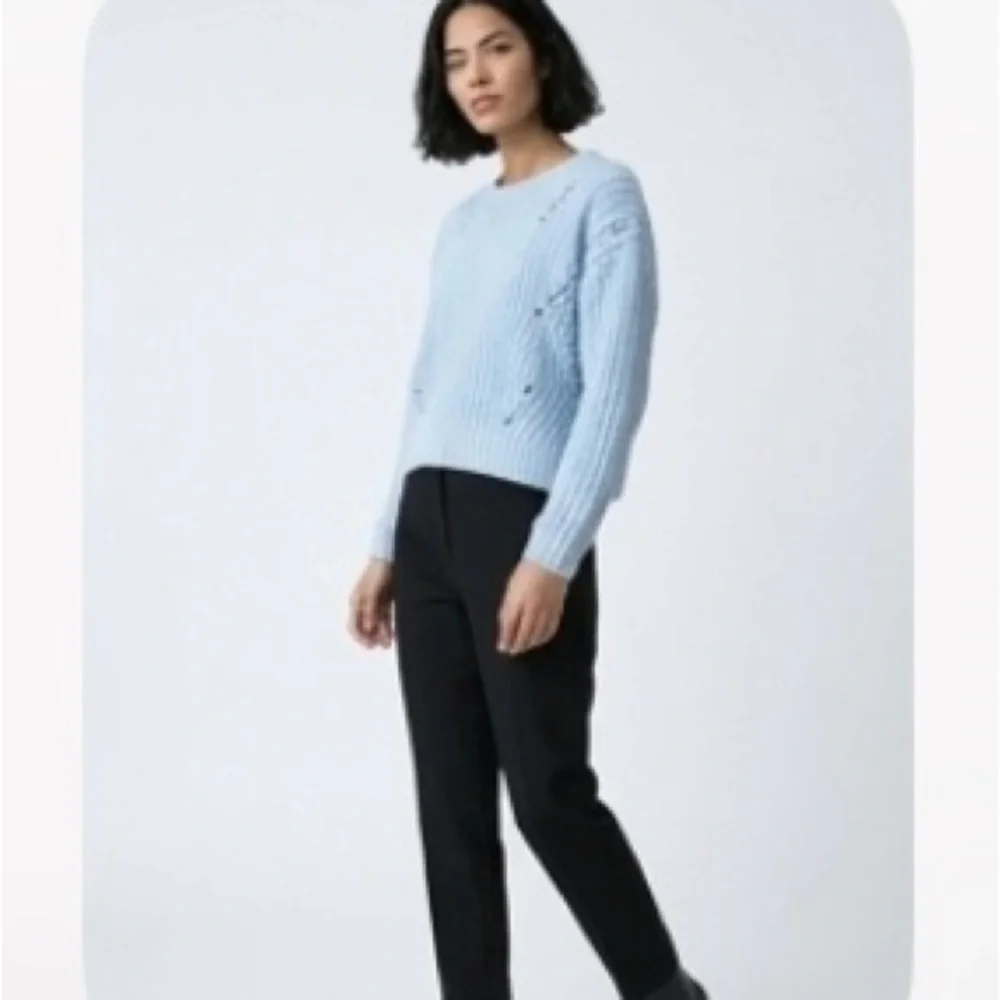 SO Light Blue Open-Knit Chunky Crewneck Sweater- Super Soft